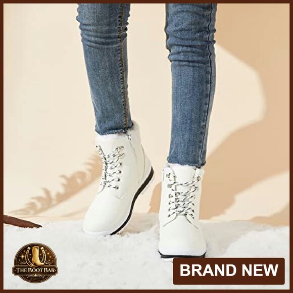 Women's Waterproof Ankle Boots with Fur Lining and Side Zipper - Picture 3 of 8